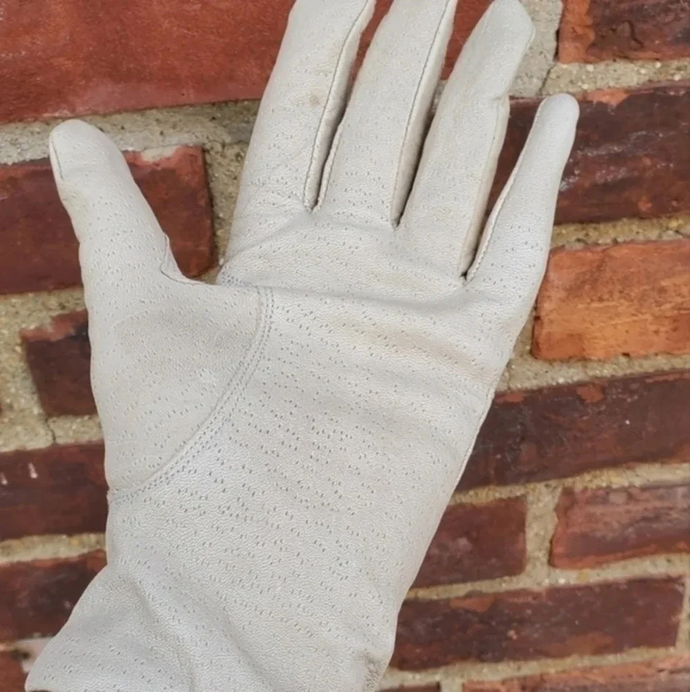 Vintage Ecru Leather Gloves L NWT‎